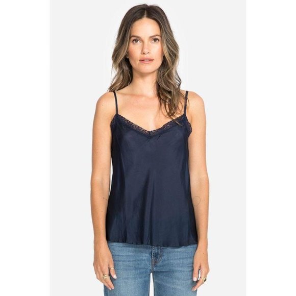 Johnny Was Tops - Johnny Was Jade Short Slip Lace Cami Tank Top Blue Small